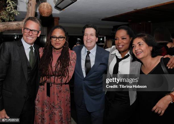 Erik Logan, Ava DuVernay, Peter Roth, Oprah Winfrey and Meher Tatna attend the taping of 'Queen Sugar After-Show' after party on November 7, 2017 in...