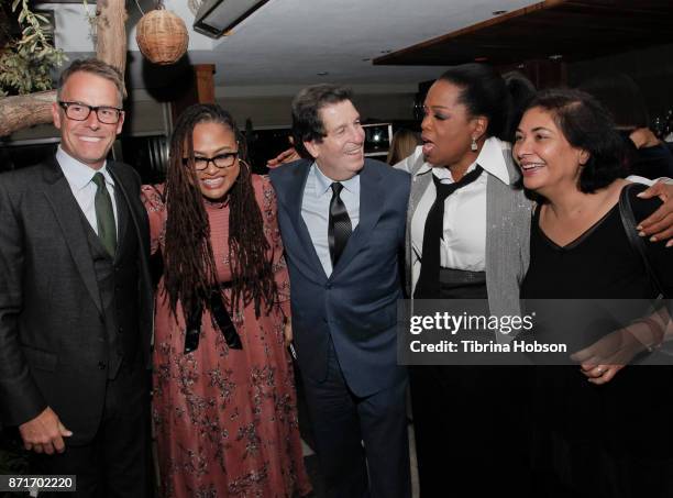 Erik Logan, Ava DuVernay, Peter Roth, Oprah Winfrey and Meher Tatna attend the taping of 'Queen Sugar After-Show' after party on November 7, 2017 in...