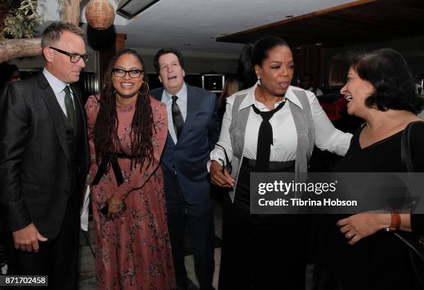 Erik Logan, Ava DuVernay, Peter Roth, Oprah Winfrey and Meher Tatna attend the taping of 'Queen Sugar After-Show' after party on November 7, 2017 in...