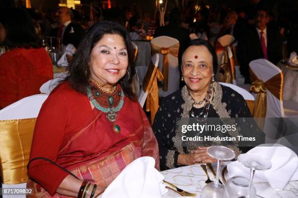Fashion designer Ritu Kumar with Painter Anjolie Ela Menon during the fundraiser for Lepra India Trust at the residence of the British High...
