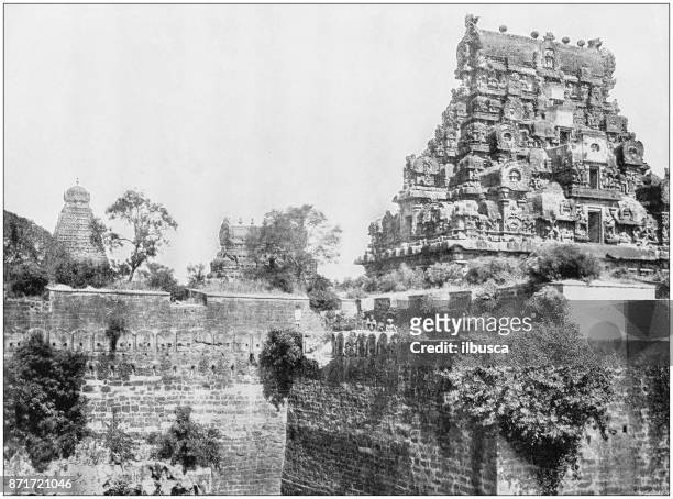 antique photograph of world's famous sites: tanjore - thanjavur stock illustrations