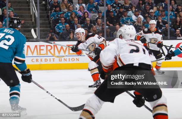 Logan Shaw of the Anaheim Ducks skates against the San Jose Sharks at SAP Center on November 4, 2017 in San Jose, California.