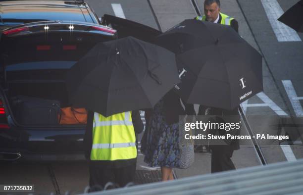 International Development Secretary Priti Patel leaves Heathrow Airport, after she was ordered back to Britain following the disclosure that she held...