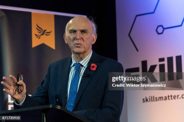 Liberal Democrat leader and former Business Secretary Vince Cable gives a speech in City of London on economic challenges ahead of Autumn Budget and...