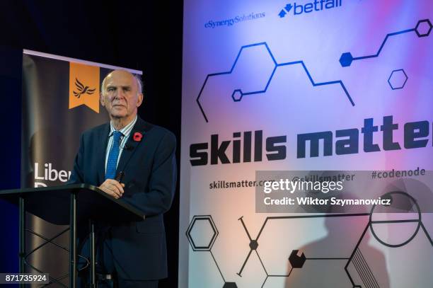 Liberal Democrat leader and former Business Secretary Vince Cable gives a speech in City of London on economic challenges ahead of Autumn Budget and...