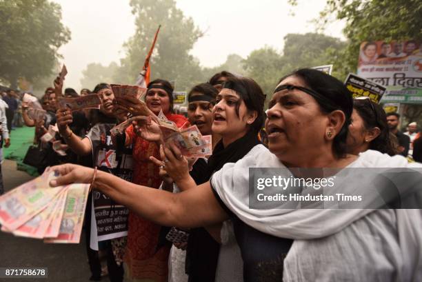 Indian Youth Congress observed Black Day in protest against demonitisation on its first anniversary at Raisina Road, on November 8, 2017 in New...