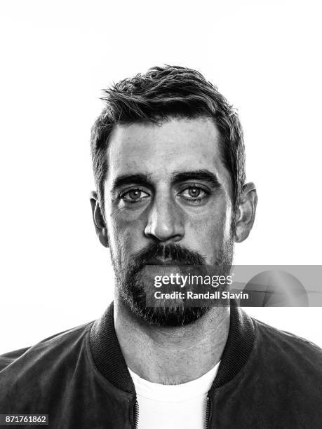 American football quarterback for the Green Bay Packers Aaron Rodgers is photographed for ESPN - The Magazine on July 21, 2017 in Los Angeles,...