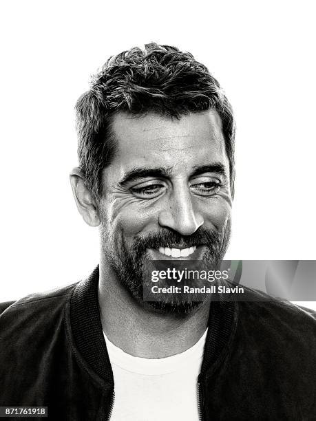 American football quarterback for the Green Bay Packers Aaron Rodgers is photographed for ESPN - The Magazine on July 21, 2017 in Los Angeles,...