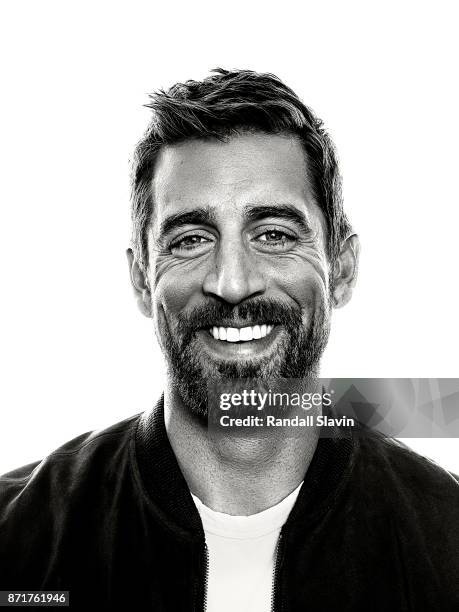 American football quarterback for the Green Bay Packers Aaron Rodgers is photographed for ESPN - The Magazine on July 21, 2017 in Los Angeles,...