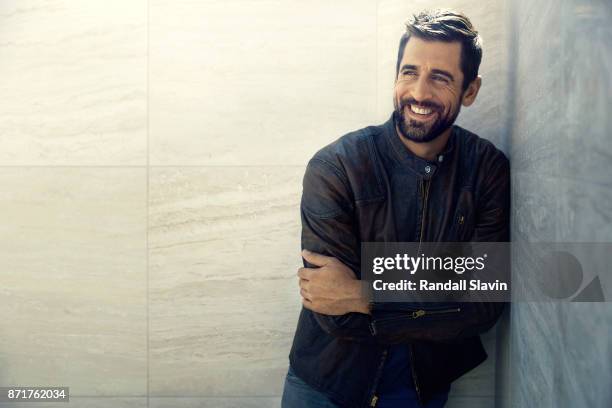 American football quarterback for the Green Bay Packers Aaron Rodgers is photographed for ESPN - The Magazine on July 21, 2017 in Los Angeles,...