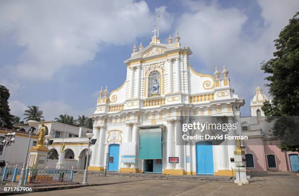 immaculate conception cathedral in pondicherry, india. - pondicherry stock pictures, royalty-free photos & images