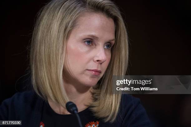 Marissa Mayer, former CEO of Yahoo, testifies during a Senate Commerce, Science and Transportation Committee hearing titled "Protecting Consumers in...