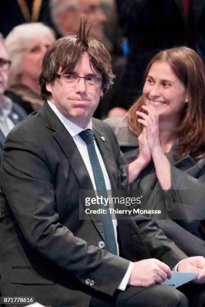 Dismissed Cataln President Carles Puigdemont i Casamajó and 200 Pro-Catalogna Mayors hold a political meeting in the Palais des Bozar on November 7,...