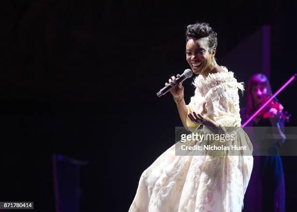 Heather Headley performs at the Elton John AIDS Foundation Commemorates Its 25th Year And Honors Founder Sir Elton John During New York Fall Gala -...