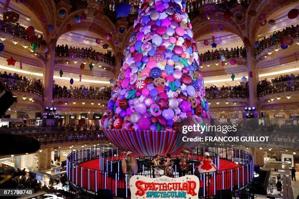 American singer-songwriter Mary Beth Patterson aka Beth Ditto performs in the Galeries Lafayette Paris department store, on November 8 in Paris,...