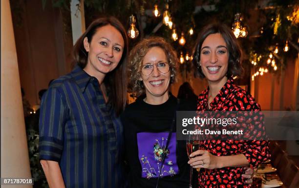 Caroline Rush, Gemma Metheringham and Laura Jackson attend the launch dinner of Label/Mix co-hosted by Laura Jackson at Somerset House on November 8,...
