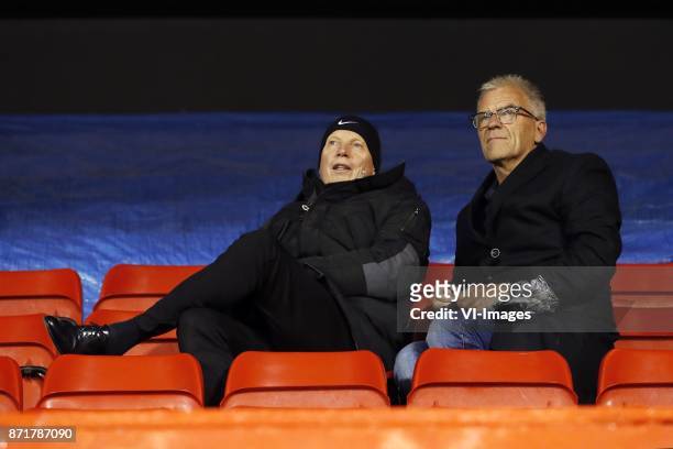 Han Berger, general director Eric Gudde of KNVB during a training session prior to the friendly match between Scotland and The Netherlands on...