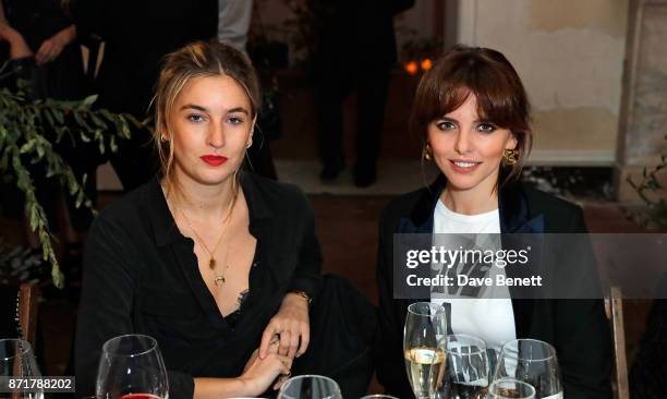 Camille Charrire and Ophelia Lovibond attend the launch dinner of Label/Mix co-hosted by Laura Jackson at Somerset House on November 8, 2017 in...