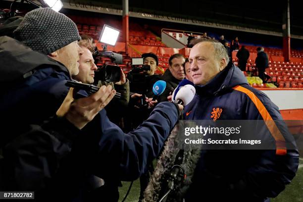 Coach Dick Advocaat of Holland is talking to the Dutch Press where he anounce to resign as Coach of the Dutch national team during the match between...