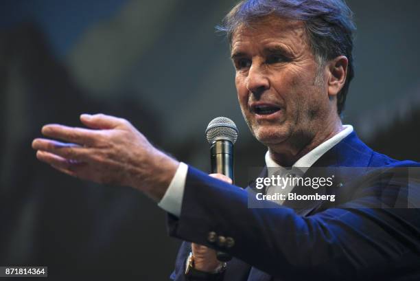 Brunello Cucinelli, chief executive officer of Brunello Cucinelli SpA, speaks during the Dreamforce Conference in San Francisco, California, U.S., on...