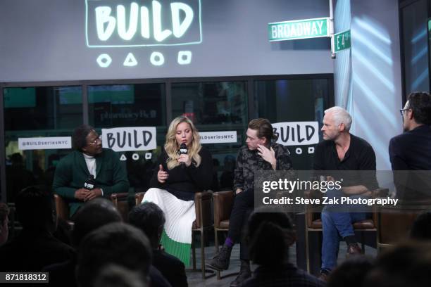 Clarke Peters, Abbie Cornish, Caleb Landry Jones and Martin McDonagh attend Build Series to discuss "Three Billboards Outside Ebbing, Missouri" at...