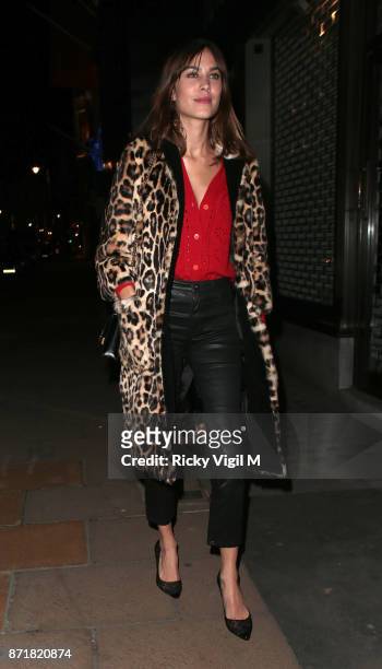 Alexa Chung seen attending Jimmy Choo x Annabel's - private party held at Jimmy Choo Bond Street on November 8, 2017 in London, England.