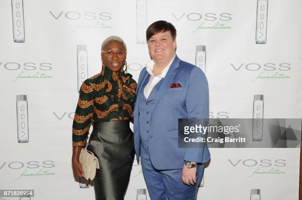 Cynthia Ervio and Amy Harclerode attend Voss Foundation's 2017 Women Helping Women Annual Luncheon honoring Cynthia Ervio and Tamron Hall on November...
