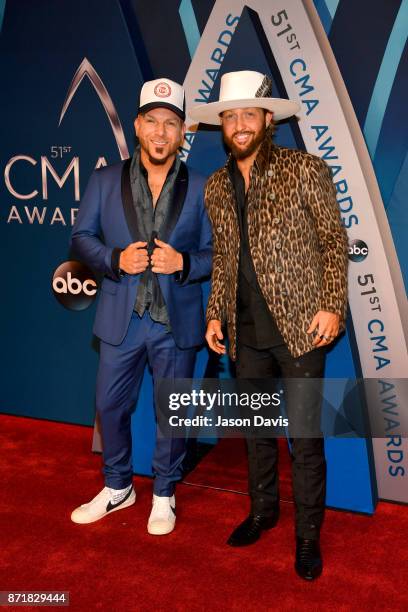 Chris Lucas and Preston Brust of LOCASH attend the 51st annual CMA Awards at the Bridgestone Arena on November 8, 2017 in Nashville, Tennessee.