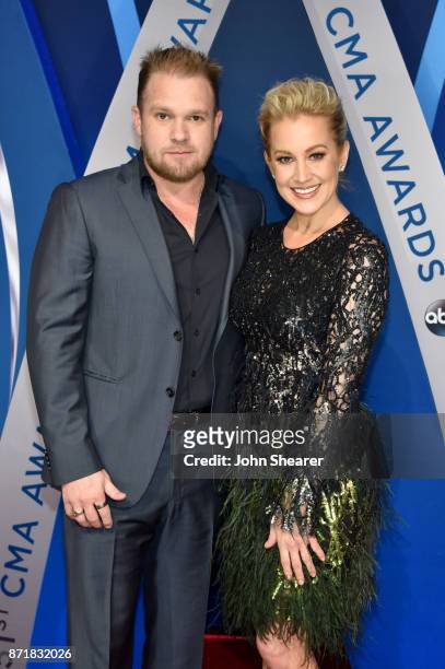 Kyle Jacobs and Kellie Pickler attend the 51st annual CMA Awards at the Bridgestone Arena on November 8, 2017 in Nashville, Tennessee.