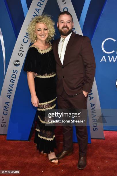 Musical artist Cam and husband Adam Weaver attend the 51st annual CMA Awards at the Bridgestone Arena on November 8, 2017 in Nashville, Tennessee.