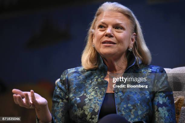 Ginni Rometty, chief executive officer of International Business Machines Corp. , speaks during the Dreamforce Conference in San Francisco,...