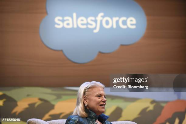 Ginni Rometty, chief executive officer of International Business Machines Corp. , speaks during the Dreamforce Conference in San Francisco,...