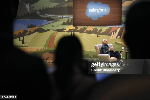 Ginni Rometty, chief executive officer of International Business Machines Corp. , speaks during the Dreamforce Conference in San Francisco,...