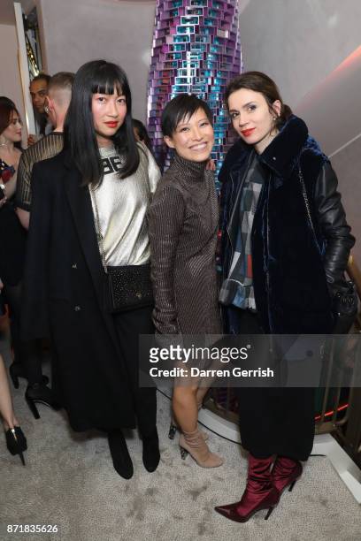 Mimi Xu, Sandra Choi and Lara Bohinc attend Jimmy Choo X Annabel's party hosted by Pierre Denis, CEO and Derek Blasberg at 27 New Bond Street on...