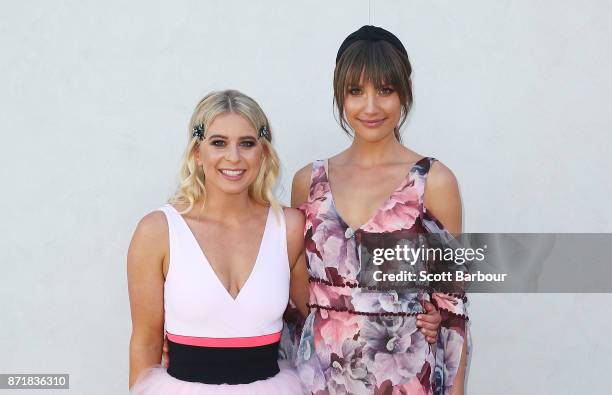 Rachael Finch and Emma Davenport attend on Oaks Day at Flemington Racecourse on November 9, 2017 in Melbourne, Australia.