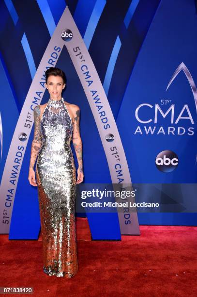 Actress Ruby Rose attends the 51st annual CMA Awards at the Bridgestone Arena on November 8, 2017 in Nashville, Tennessee.