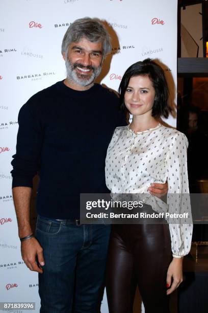 Francois Vincentelli and his companion Alice Dufour attend Reem Kherici signs her book "Diva" at the Barbara Rihl Boutique on November 8, 2017 in...