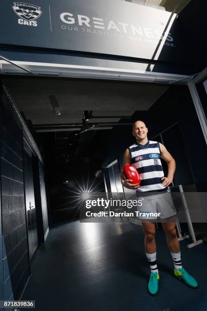 Gary Ablett poses for a photo a Geelong Cats AFL media opportunity at GMBHA Stadium on November 9, 2017 in Geelong, Australia.