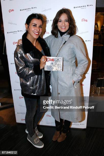 Reem Kherici and Melanie Bernier attend Reem Kherici signs her book "Diva" at the Barbara Rihl Boutique on November 8, 2017 in Paris, France.