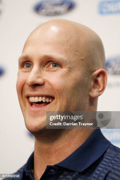 Gary Ablett speaks to the media during a Geelong Cats AFL media opportunity at GMBHA Stadium on November 9, 2017 in Geelong, Australia.