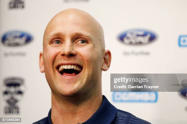 Gary Ablett speaks to the media during a Geelong Cats AFL media opportunity at GMBHA Stadium on November 9, 2017 in Geelong, Australia.