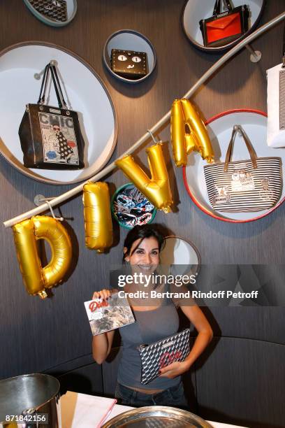 Reem Kherici signs her book "Diva" at the Barbara Rihl Boutique on November 8, 2017 in Paris, France.