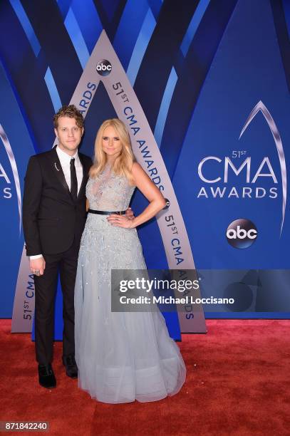 Singer-songwriters Anderson East and Miranda Lambert attend the 51st annual CMA Awards at the Bridgestone Arena on November 8, 2017 in Nashville,...