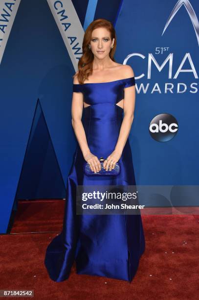 Actress Brittany Snow attends the 51st annual CMA Awards at the Bridgestone Arena on November 8, 2017 in Nashville, Tennessee.