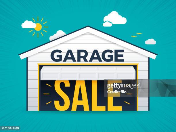 garage sale - urban sprawl stock illustrations