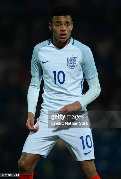 Mason Greenwood of England U17s looks on during the International Match between England U17 and Portugal U17 at Proact Stadium on November 8, 2017 in...