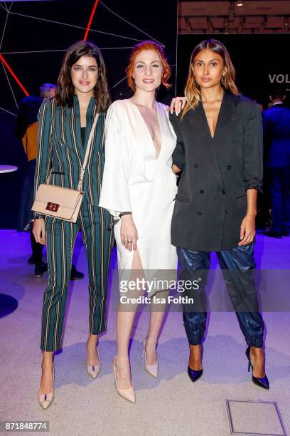 Marie Nasemann, Lisa Banholzer and Wana Limar attend the Volkswagen Dinner Night prior to the GQ Men of the Year Award 2017 on November 8, 2017 in...