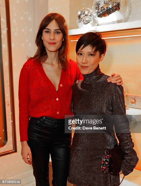Alexa Chung and Sandra Choi attend the Jimmy Choo x Annabel's party on November 8, 2017 in London, England.