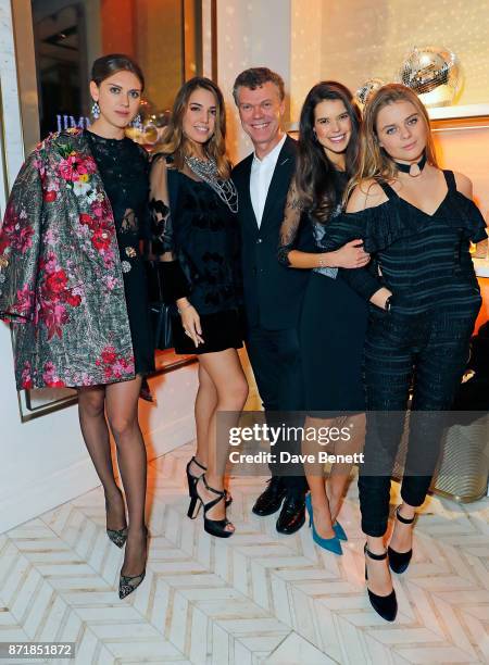 Sabrina Percy, Amber Le Bon, Pierre Denis, Sarah Ann Macklin and guest attend the Jimmy Choo x Annabel's party on November 8, 2017 in London, England.