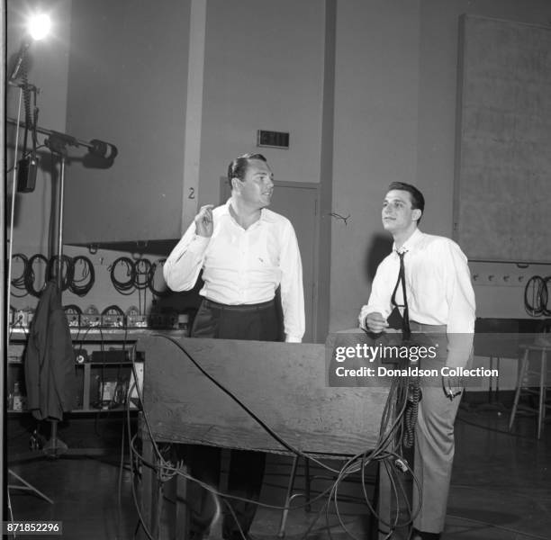 Musicians and producers Alan Lorber and Barry Mann at a Barry Mann recording session at RCA on September 1, 1961 in New York.